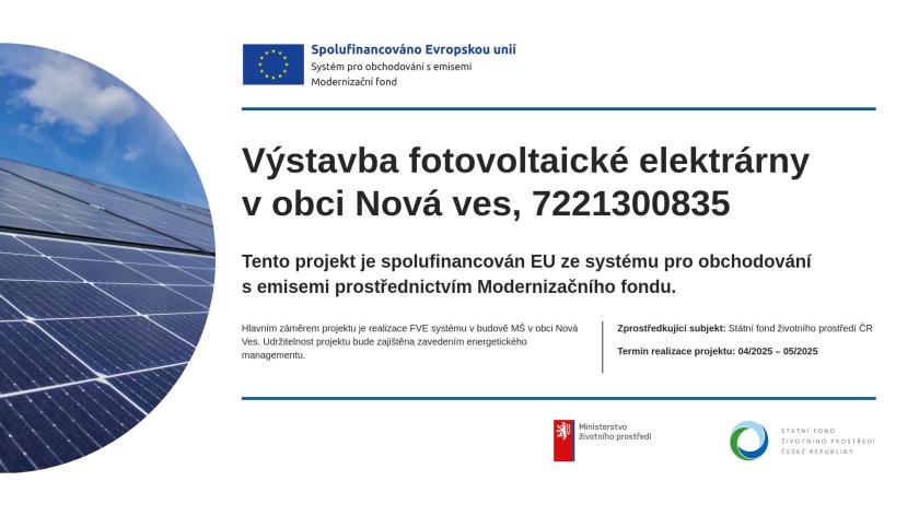 Výstavba fotovoltaické elektrárny v obci Nová Ves